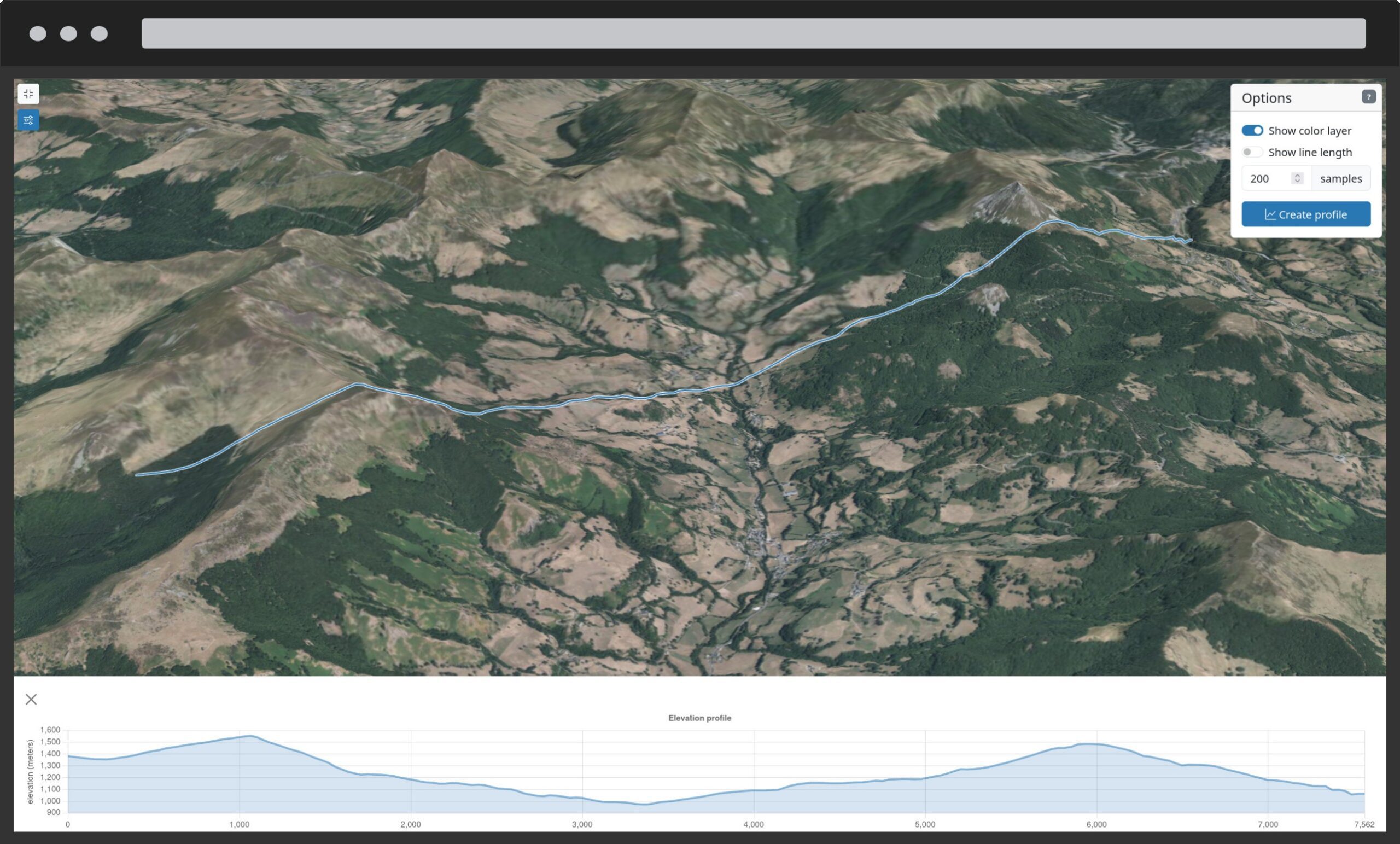 Giro3D elevation profile